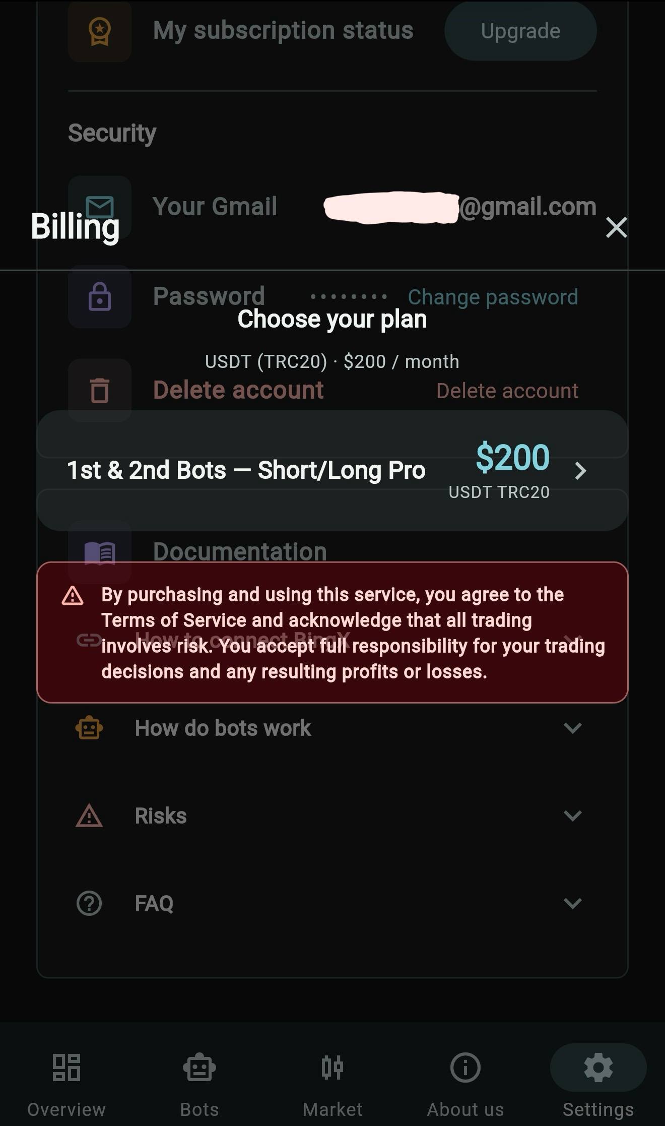 Billing and agreement